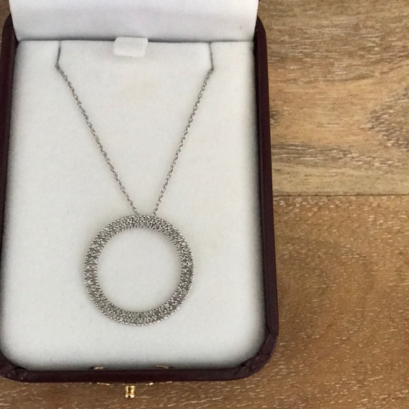 Diamond Open Circle Necklace - Picture 5 of 10